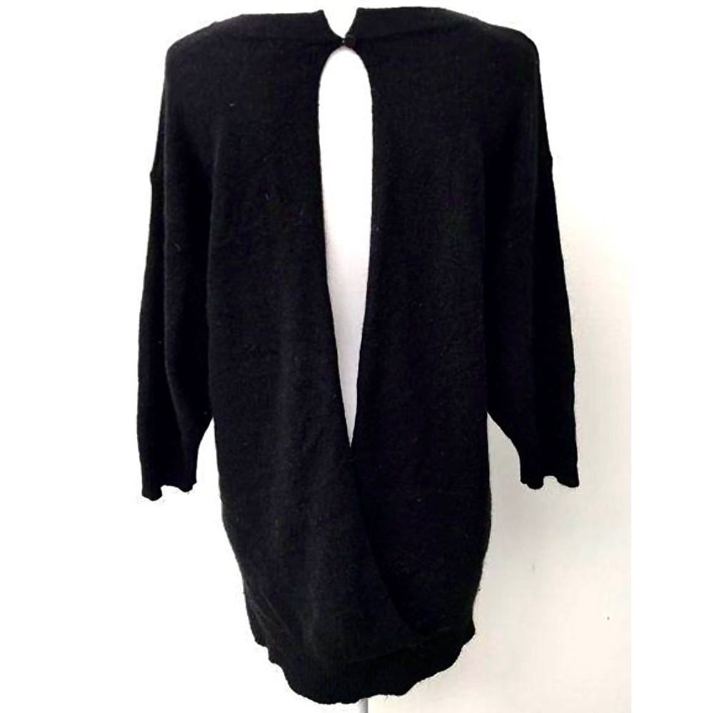 Frenchi Angora Open Back Longline Knit Tunic Sweater